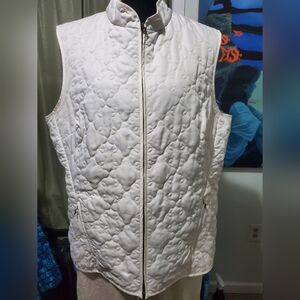 JH Collectibles Quilted Vest XL Ivory Lightweight Zip Front Puffer Jacket